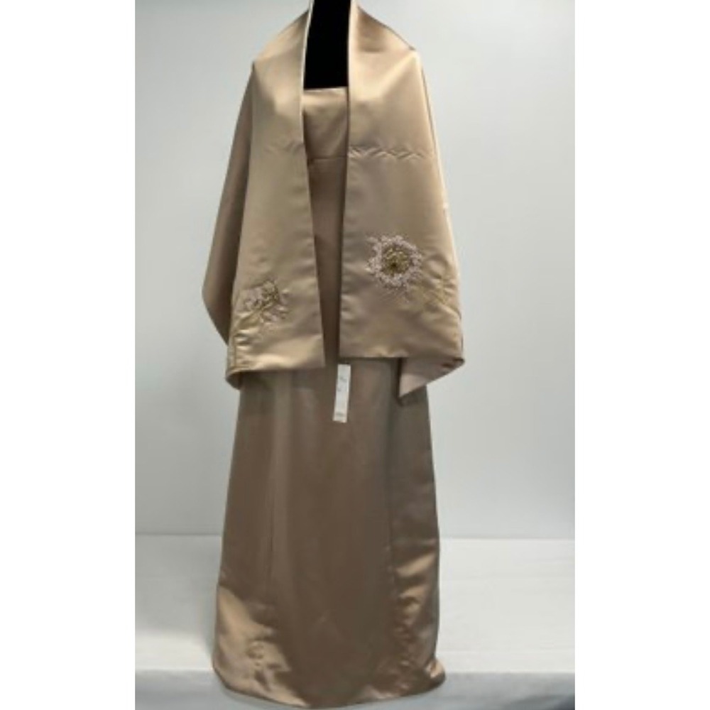 Donna Morgan Hazelnut Formal Dress‎ Shawl Beaded Evening Gown Size 6